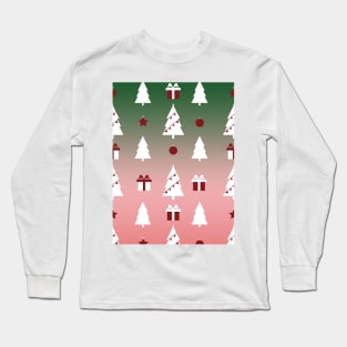 Christmas Pattern with christmas Tree, Star, Pine, Present Long Sleeve T-Shirt